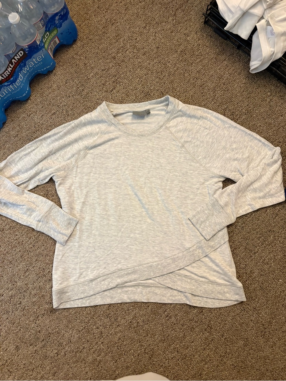 Athleta Light Gray Layered-Hem Long Sleeve Pullover